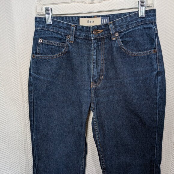 GAP Flare Jeans Dark Blue Wash Jeans 100% Size 4 Vintage Denim Y2K - Picture 4 of 8